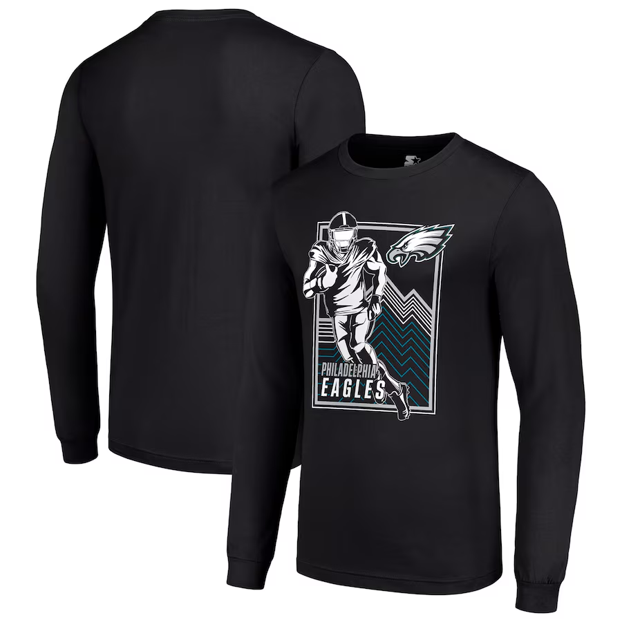 Men Philadelphia Eagles black 2024 NFL Long sleeve T Shirts->nfl t-shirts->Sports Accessory